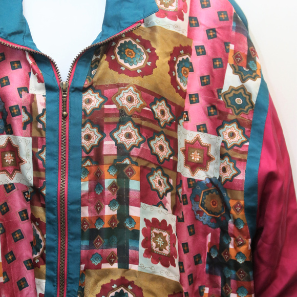 90's Vintage "AB SPORT" Silk Patterned Jacket - Picture 3 of 5